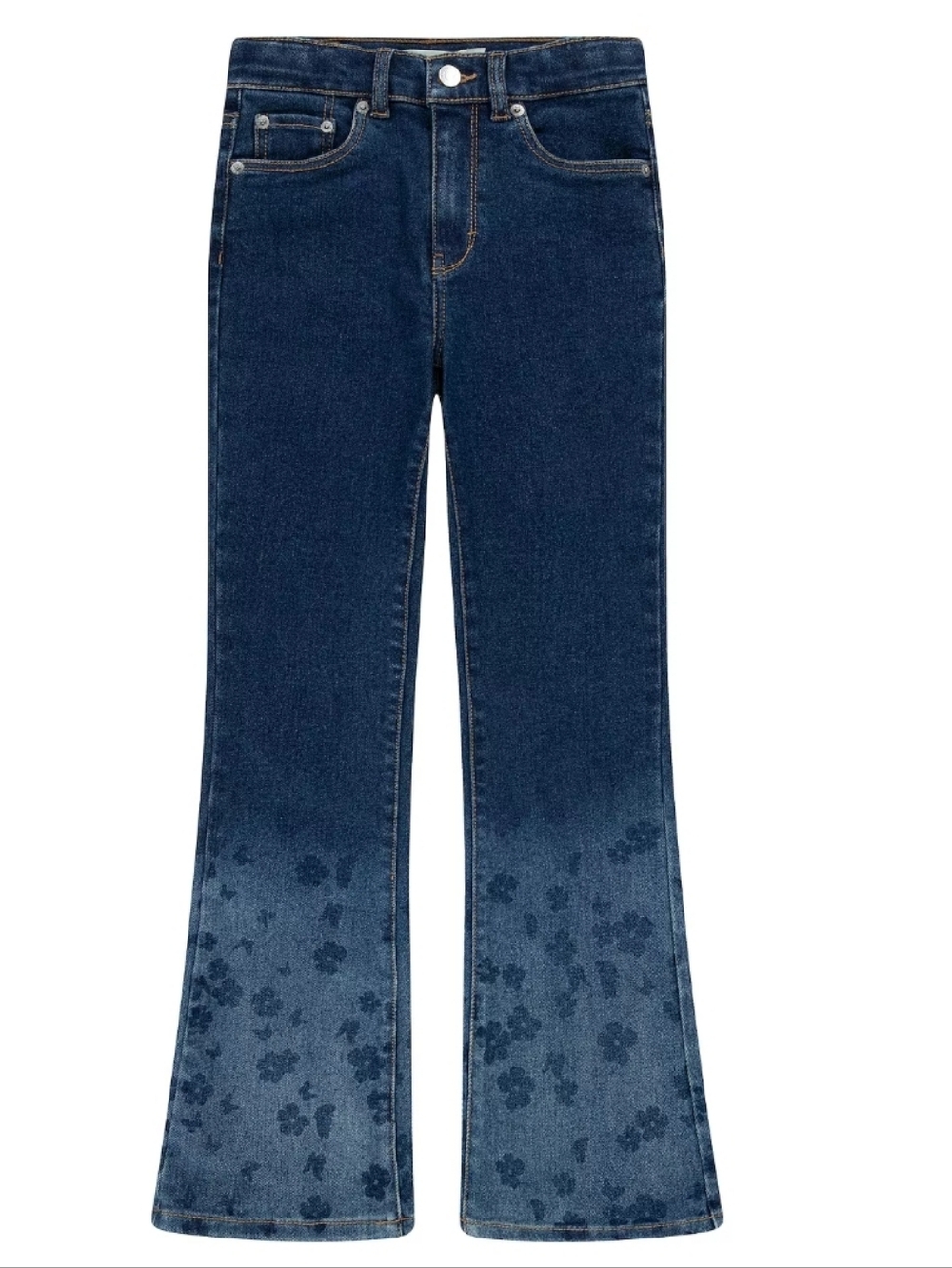 Girl's Levi's Flower Jeans Faded Flowers At Flare Size 12 Dark Wash